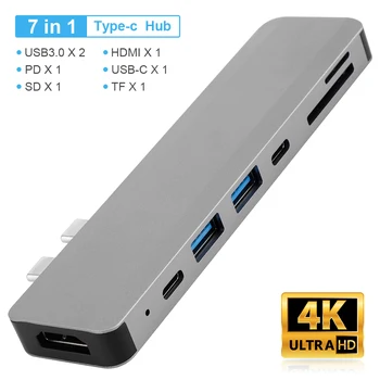 7 in 1 USb Type C Hub USb 3.0 to HDMI 4K Thunderbolt Adapter With SD TF Card Reader PD for MacBook Pro/Air USB Hub
7 in 1 USb Type C Hub USb 3.0 to HDMI 4K Thunderbolt Adapter With SD TF Card Reader PD for MacBook Pro/Air USB Hub
