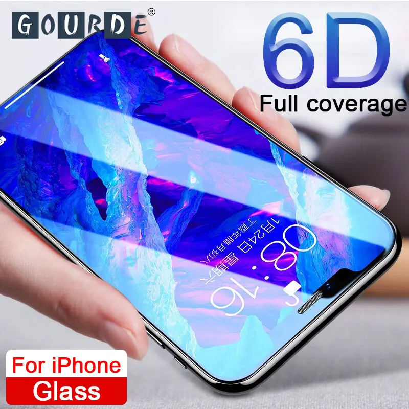 Gourde полное покрытие 6D Edge закаленное стекло для iPhone X 7 8 6 6s Plus Защита экрана 11ProMax XR XS