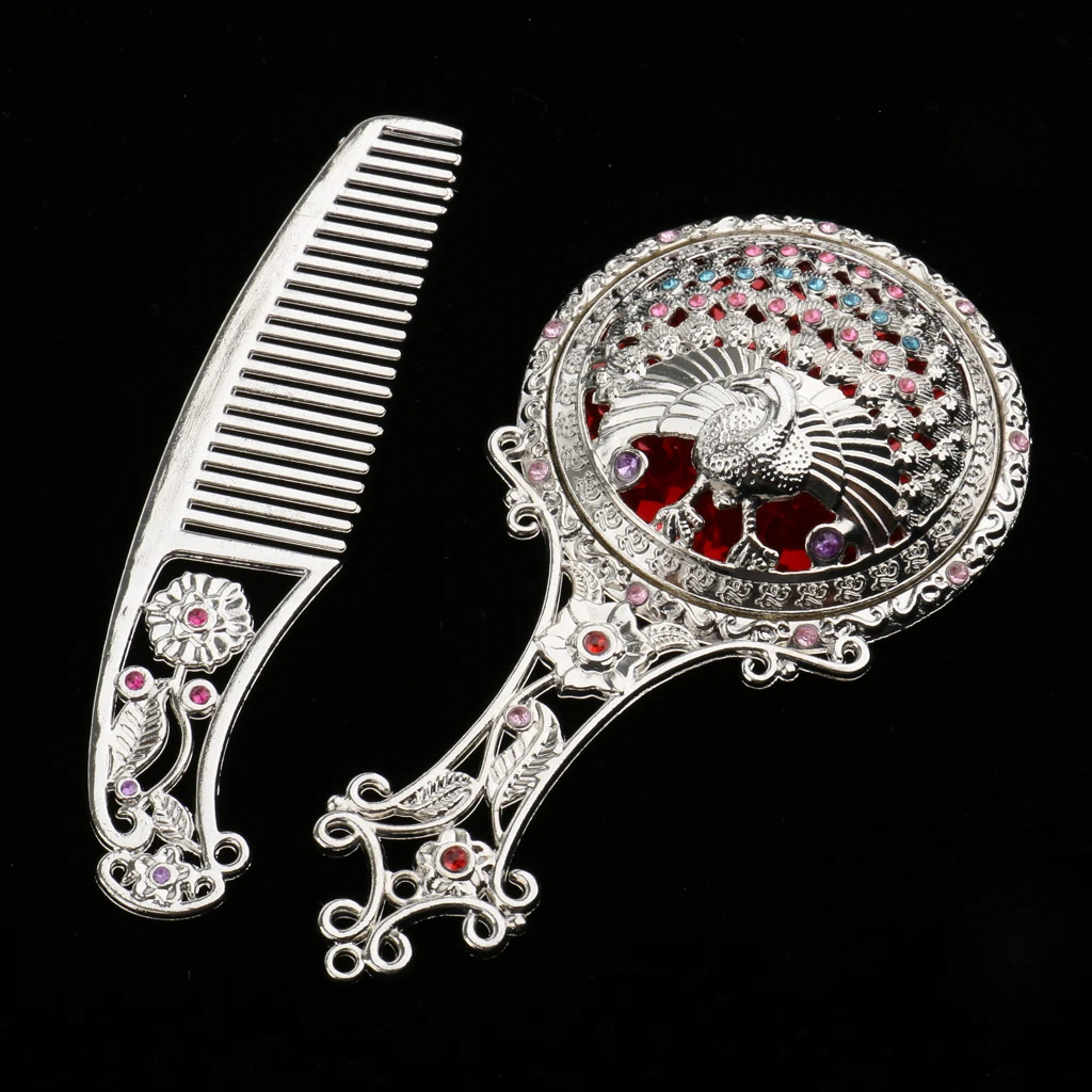 Antique Rhinestone Plated Hollow Makeup Hand Mirror Comb Set Round Silver Handheld Makeup Mirror Antique Hand Mirror Antique Rhinestone Plated Hollow Makeup Hand Mirror Comb Set Round Silver Handheld Makeup Mirror Antique Hand Mirror