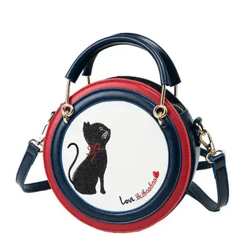Small Round Bag Women 2020 New Fashion Cat Embroidery Crossbody Bag Lady Vintage Style PU Totes Bags Shoulder Bag Women Bolsas 
Small Round Bag Women 2020 New Fashion Cat Embroidery Crossbody Bag Lady Vintage Style PU Totes Bags Shoulder Bag Women Bolsas