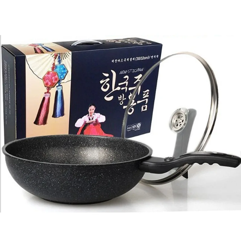 Bangshi of South Korea Medical Stone Aluminum Die-Casting Wok Non-stick Pot Less Lampblack Non-stick Smokeless Pan Electromagnet
Bangshi of South Korea Medical Stone Aluminum Die-Casting Wok Non-stick Pot Less Lampblack Non-stick Smokeless Pan Electromagnet