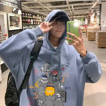 Autumn Winter Mens Korean Version Cartoon Hoodies Trendy Slouch Pullover Streetwear Sweatshirt 2020 Hot Sale Tops for Males 
Autumn Winter Mens Korean Version Cartoon Hoodies Trendy Slouch Pullover Streetwear Sweatshirt 2020 Hot Sale Tops for Males