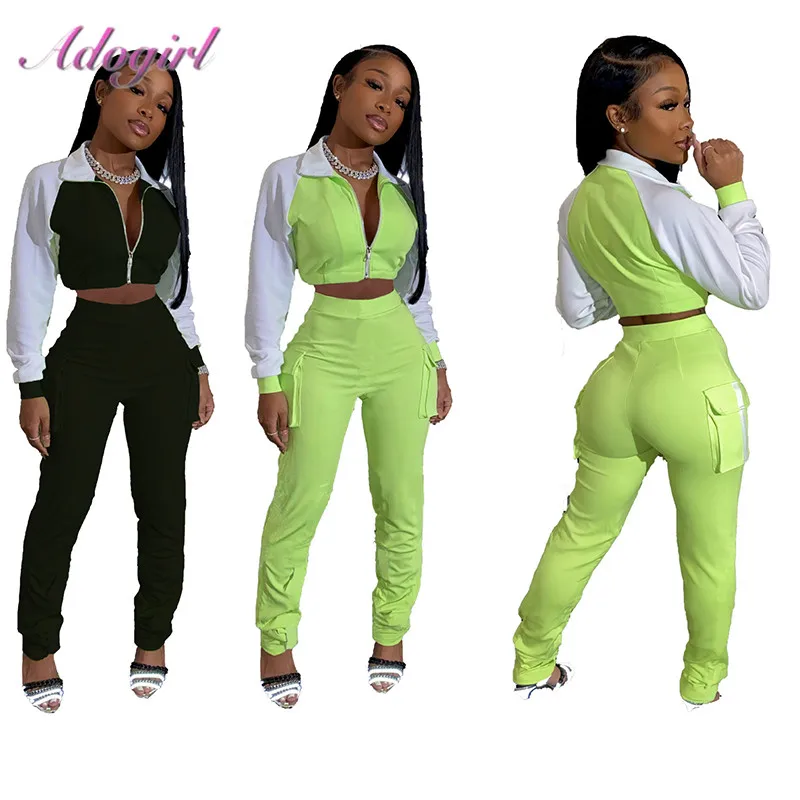 Sportwear Workout Women'S Set Two Piece Set Casual Patchwork Reflective Zipper Crop Tops Jacket Swearpants Suit Outfit Tracksuit
Sportwear Workout Women'S Set Two Piece Set Casual Patchwork Reflective Zipper Crop Tops Jacket Swearpants Suit Outfit Tracksuit