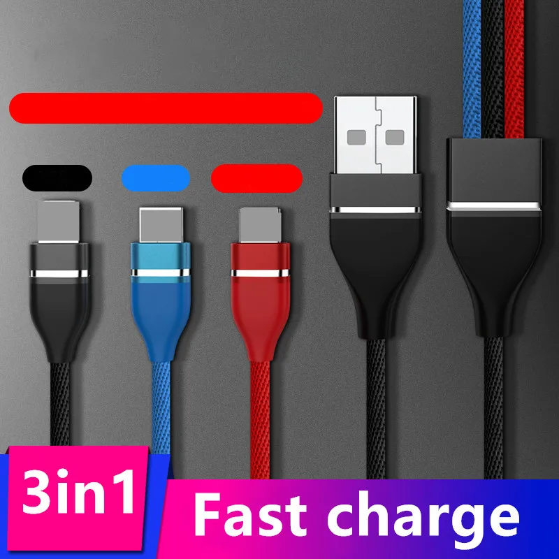 A drag data cable three applicable for android type-c three in a black bluered multi-functional fabric cell phone charging cable
A drag data cable three applicable for android type-c three in a black bluered multi-functional fabric cell phone charging cable