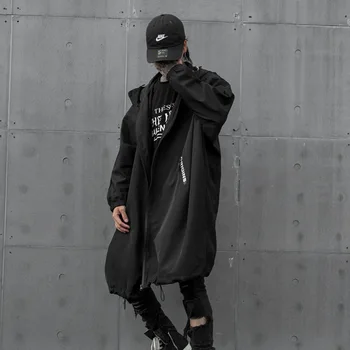 Men Long Style Hooded Windbreaker Oversize Loose Jacket Male Women Streetwear Hip Hop Gothic Black Casual Trench Coat Outerwear
Men Long Style Hooded Windbreaker Oversize Loose Jacket Male Women Streetwear Hip Hop Gothic Black Casual Trench Coat Outerwear