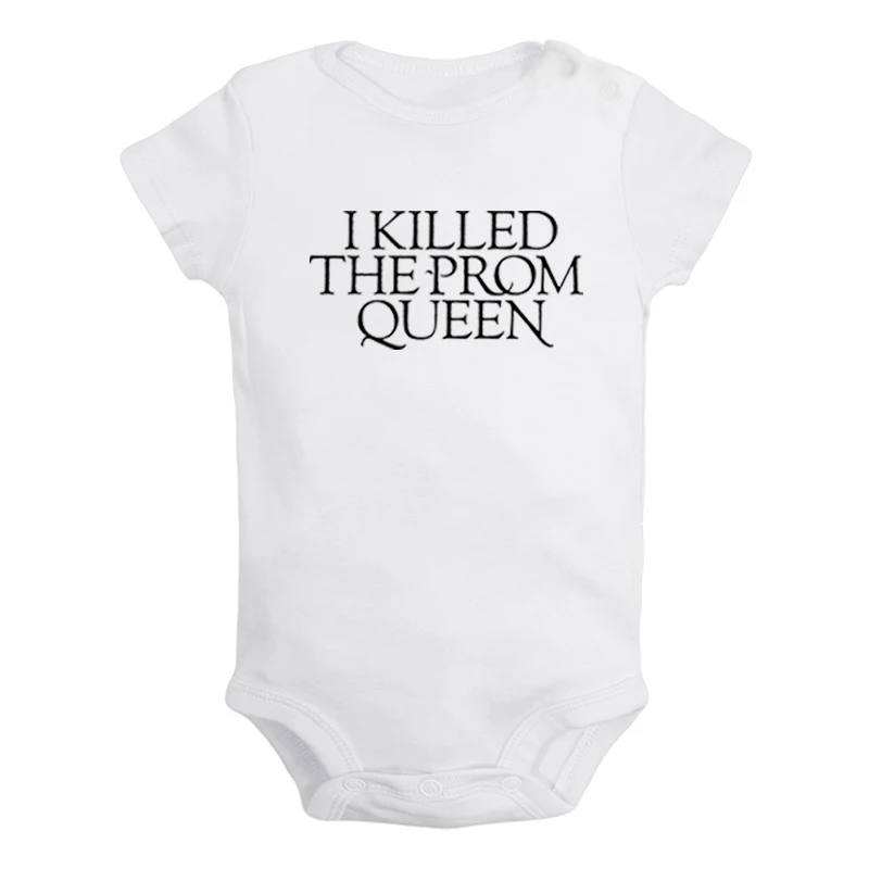 

I Killed The PromQueen Cool Hot Rod Character Flame Newborn Baby Girl Boys Clothes Short Sleeve Romper Outfits 100% Cotton