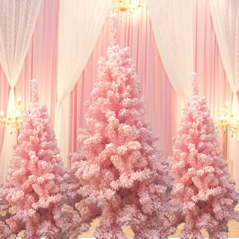 

Christmas Online Celebrity INS-Style Pink Flocked Christmas Tree Shopping Mall 1.2 M 1.5m Combo Showcase Home Decoration