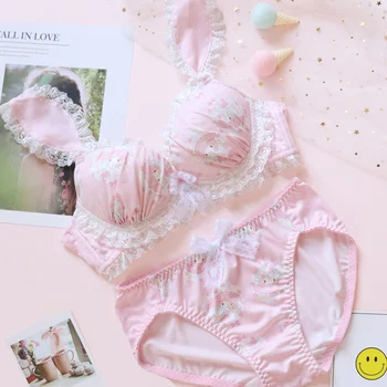 Japanese Kawaii Lolita Lingerie Set Cute Flower Embroidery Lace Bra & Panties Set Underwire Push Up Soft Underwear Intimates Set
Japanese Kawaii Lolita Lingerie Set Cute Flower Embroidery Lace Bra & Panties Set Underwire Push Up Soft Underwear Intimates Set