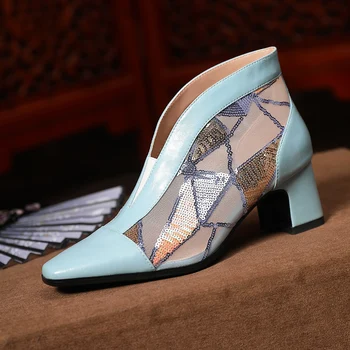 Genuine leather lace mesh ankle boots High heels Shoes woman summer boots womens blue white ladies party wedding size 41 42 43
Genuine leather lace mesh ankle boots High heels Shoes woman summer boots womens blue white ladies party wedding size 41 42 43