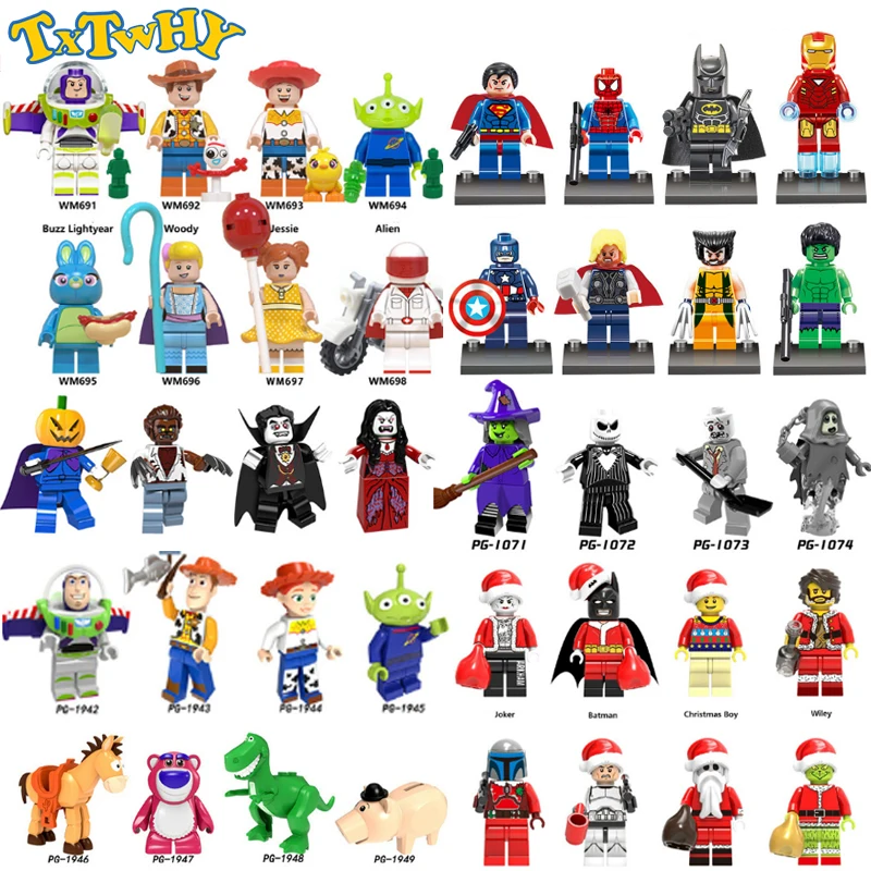 Toys Story 4 Building Blocks set toy Buzz Lightyear Jessie Alien Ducky Spiderman model Blocks figures Movie toys for children
Toys Story 4 Building Blocks set toy Buzz Lightyear Jessie Alien Ducky Spiderman model Blocks figures Movie toys for children