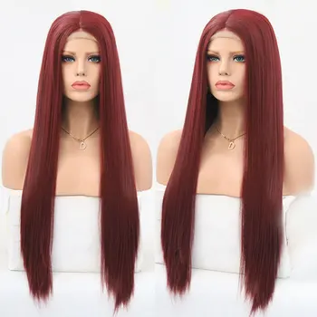 Synthetic 13*3 Lace Front Wig Dark Wine Red Straight Heat Resistant Fiber Hair Natural Hairline Middle Parting For Women Wigs
Synthetic 13*3 Lace Front Wig Dark Wine Red Straight Heat Resistant Fiber Hair Natural Hairline Middle Parting For Women Wigs