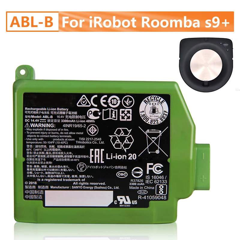 Original Replacement Battery ABL-B For iRobot Roomba s9+ Geunine Rechargable iRobot Battery 3300mAh
Original Replacement Battery ABL-B For iRobot Roomba s9+ Geunine Rechargable iRobot Battery 3300mAh