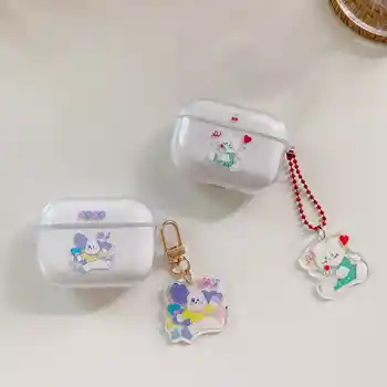 fundas For AirPods PRO Case AirPods 3 case cute bear flower keyring cartoon Transparent Earphone case For Air pods pro Cover 
fundas For AirPods PRO Case AirPods 3 case cute bear flower keyring cartoon Transparent Earphone case For Air pods pro Cover
