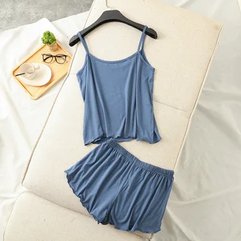 Summer new modal camisole sexy pajamas two-piece set thin loose shorts multicolor large size pajamas set home service womens
Summer new modal camisole sexy pajamas two-piece set thin loose shorts multicolor large size pajamas set home service womens