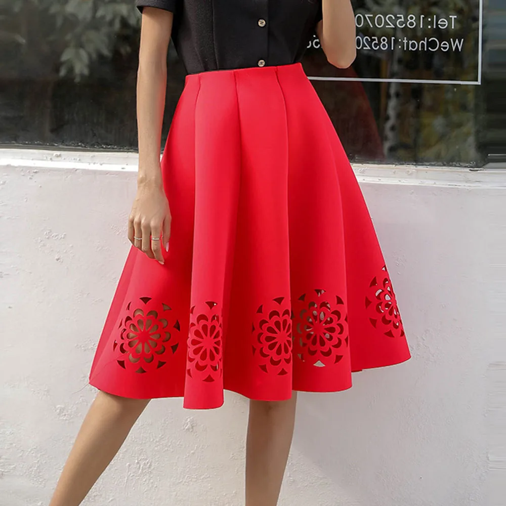 Elegant Vintage Skirt Women White Fashion Hollow Red Party Skirts High Waist Ladies Casual Sexy A Line Office Wear Summer 2020 
Elegant Vintage Skirt Women White Fashion Hollow Red Party Skirts High Waist Ladies Casual Sexy A Line Office Wear Summer 2020