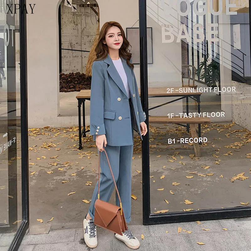 2020 Spring Autumn Women Suits Plus Sizre OL Style Blazer Elegant Blue Office Lady 2 Piece Set Korean Casual Work Wear Trousers
2020 Spring Autumn Women Suits Plus Sizre OL Style Blazer Elegant Blue Office Lady 2 Piece Set Korean Casual Work Wear Trousers
