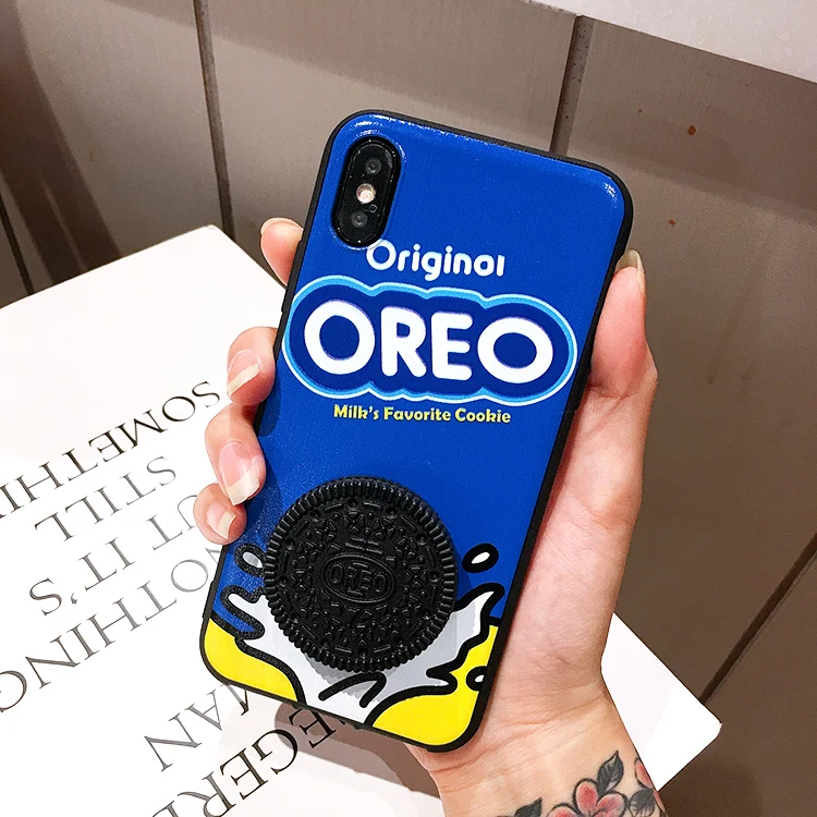 Фото Cute 3D Oreo Milk Coffee Sandwich Biscuit Soft phone cases For Huawei honor 9X pro 8X 8S 8C 20 LITE 10 Y6 Y9 2018 Y7 2019 cover | Мобильные