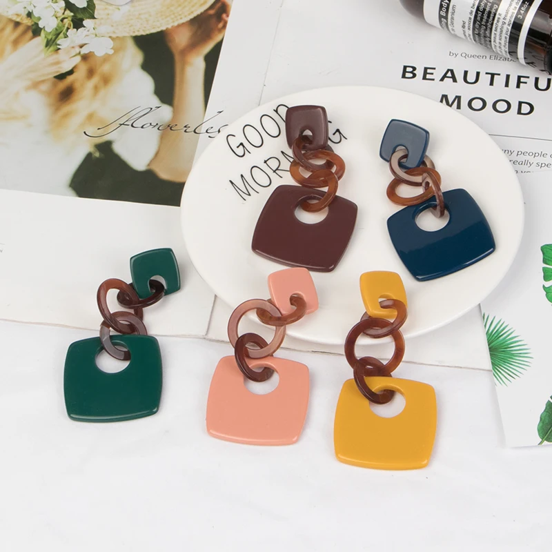 Vintage Dangle Fashion Acrylic Earrings Statement for Women Big Long Geometric Resin Dangling Earring Bohemian Jewelry Brincos (3)