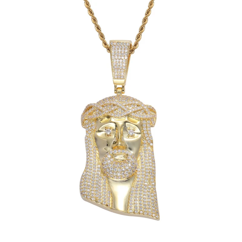 

Hip Hop Micro Paved Cubic Zirconic Bling Iced Out JESUS PIECE Pendants Necklaces for Men Rapper Jewelry Drop Shipping