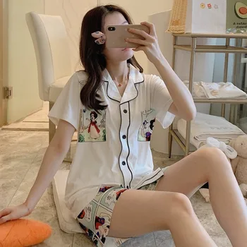 Modal Summer Pajamas Women Pyjamas Set Female Short Sleeve Tops and Shorts Sweet Comfortable Fruit and Stripe Pattern Home Suit
Modal Summer Pajamas Women Pyjamas Set Female Short Sleeve Tops and Shorts Sweet Comfortable Fruit and Stripe Pattern Home Suit