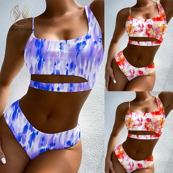 Peachtan Sexy tie dye bikini Bandeau swimsuit women Hollow out swimwear female High cut bathing suit Vintage bikinis 2020 mujer
Peachtan Sexy tie dye bikini Bandeau swimsuit women Hollow out swimwear female High cut bathing suit Vintage bikinis 2020 mujer