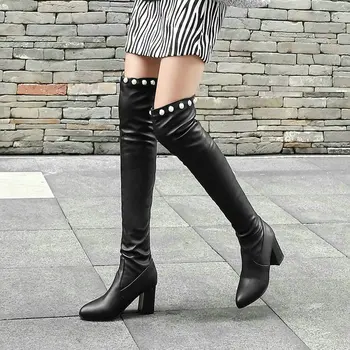 2020 Square Heel Round Toe Women Long Boots Fashion Slip on String Bead Women Stretch Boots Winter Autumn Over the Knee Boots 
2020 Square Heel Round Toe Women Long Boots Fashion Slip on String Bead Women Stretch Boots Winter Autumn Over the Knee Boots