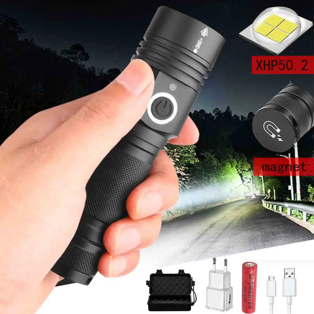 7000LM Super bright led flashlight xhp50.2 USB Rechargeable Waterproof torch powerful zoom flashlight tail magnetic
7000LM Super bright led flashlight xhp50.2 USB Rechargeable Waterproof torch powerful zoom flashlight tail magnetic