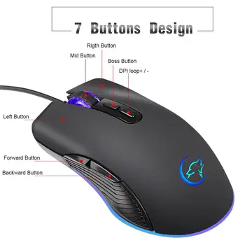 Wired Gaming Mouse 7 Buttons Design 4 Colors Lighting Mouse 4 Modes Adjustable Dpi Mouse for PC Laptop
Wired Gaming Mouse 7 Buttons Design 4 Colors Lighting Mouse 4 Modes Adjustable Dpi Mouse for PC Laptop