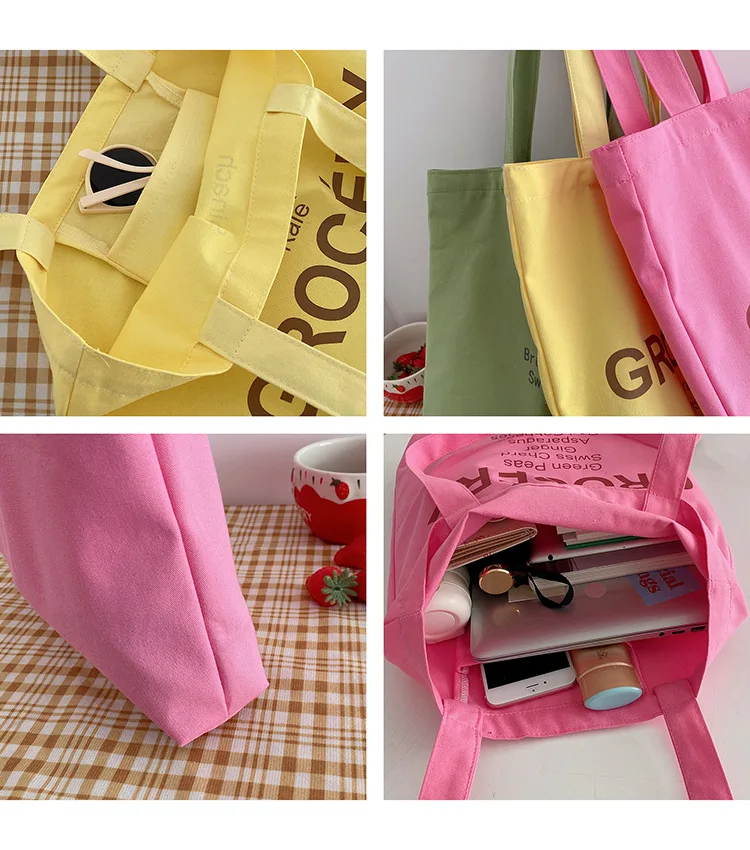 Cute Grocery List Design Canvas Tote Bag - Eco-Friendly Shopping Companion 3 H8dc3dd7dbf2b4f6ebdfa820bcca41565t