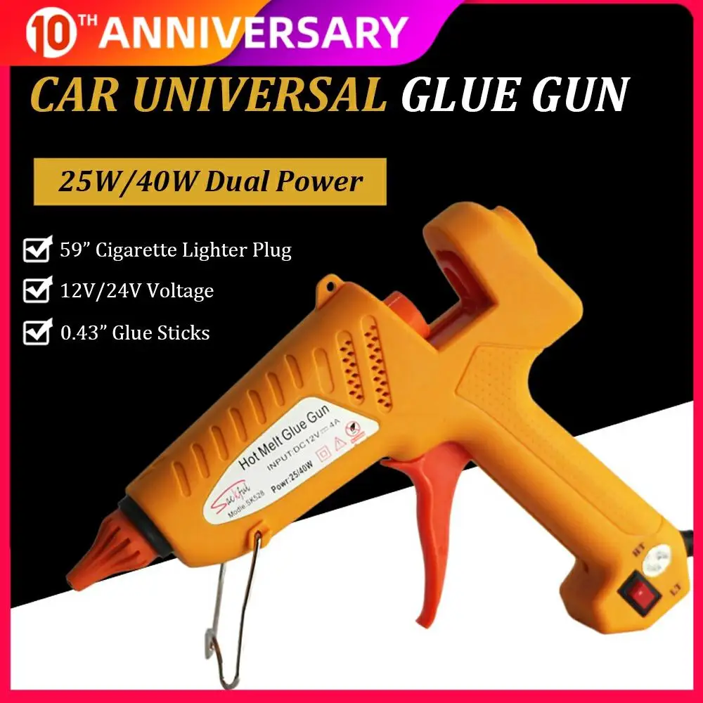 25W 40W Dual Power Hot Glue Gun Vehicle Appropriative with Copper Nozzle and Cigar Lighter Plug 11mm Sticks for Car Dent Repair
25W 40W Dual Power Hot Glue Gun Vehicle Appropriative with Copper Nozzle and Cigar Lighter Plug 11mm Sticks for Car Dent Repair