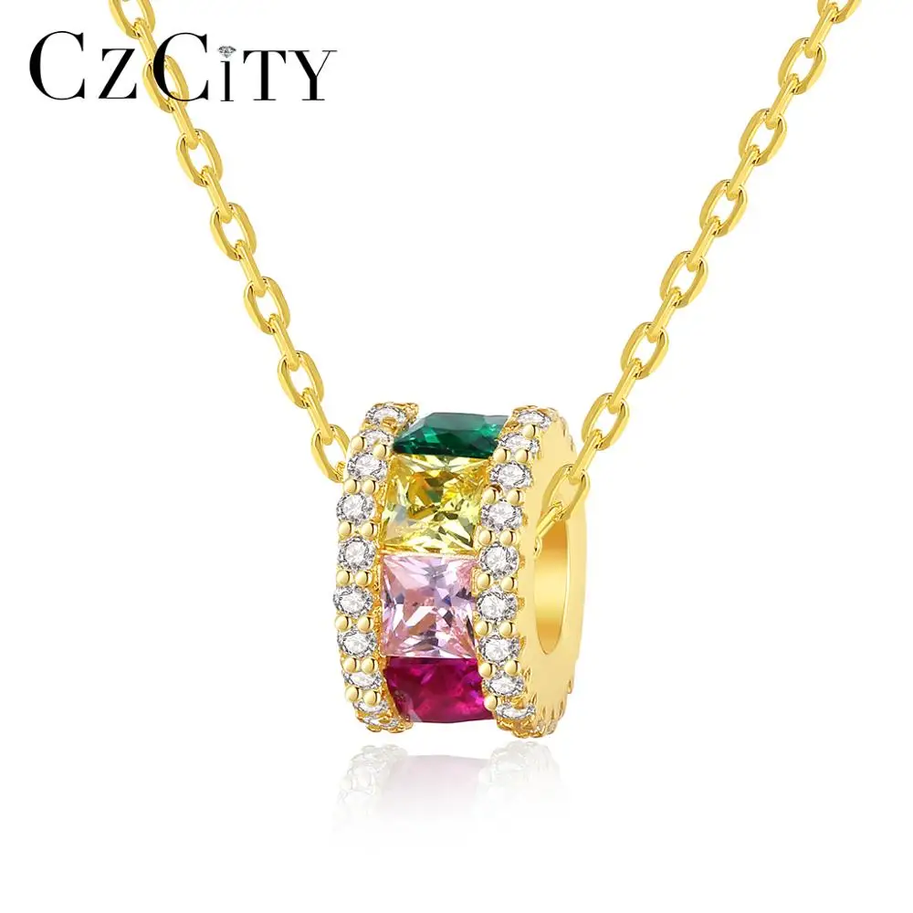 CZCITY Gold Color Pendant Necklace for Women Wheel Shape Multi-color Cubic Zircon 925 Silver Fine Jewelry Friend Christmas Gift
CZCITY Gold Color Pendant Necklace for Women Wheel Shape Multi-color Cubic Zircon 925 Silver Fine Jewelry Friend Christmas Gift