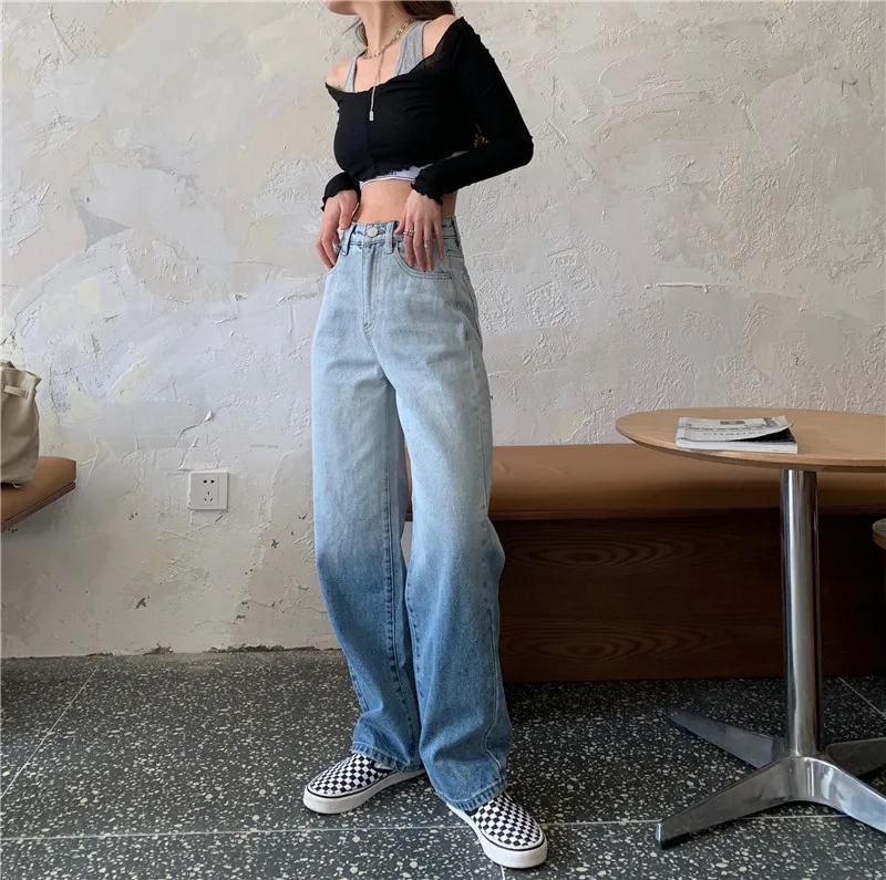 Retro High-Waisted Straight-Leg Jeans Women'S Pants Streetwear Loose Women'S Gradient Jeans Button Zipper Ladies Jeans
Retro High-Waisted Straight-Leg Jeans Women'S Pants Streetwear Loose Women'S Gradient Jeans Button Zipper Ladies Jeans