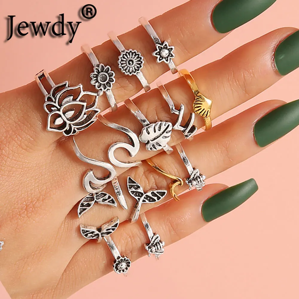Boho Dolphin Tail Open Rings Set Gold Ocean Spray Symbol Finger Ring for Women Men Party Jewelry Gifts Wholesale 2020 15Pcs/Set
Boho Dolphin Tail Open Rings Set Gold Ocean Spray Symbol Finger Ring for Women Men Party Jewelry Gifts Wholesale 2020 15Pcs/Set