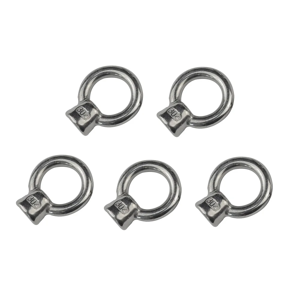 5PCS 304 Stainless Steel JIS 1169 Lifting Eye Nut M6 M8 M10 M12 Rigging Hardware Heavy Duty Nut Eyes For Wire Rope Lifting
5PCS 304 Stainless Steel JIS 1169 Lifting Eye Nut M6 M8 M10 M12 Rigging Hardware Heavy Duty Nut Eyes For Wire Rope Lifting