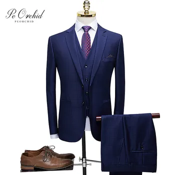 PEORCHID Dark Blue Three Piece Suits Men Herren Anzug Elegant Male Luxury Suit Slim fit Wedding Tuxedo Business Dress Suits
PEORCHID Dark Blue Three Piece Suits Men Herren Anzug Elegant Male Luxury Suit Slim fit Wedding Tuxedo Business Dress Suits
