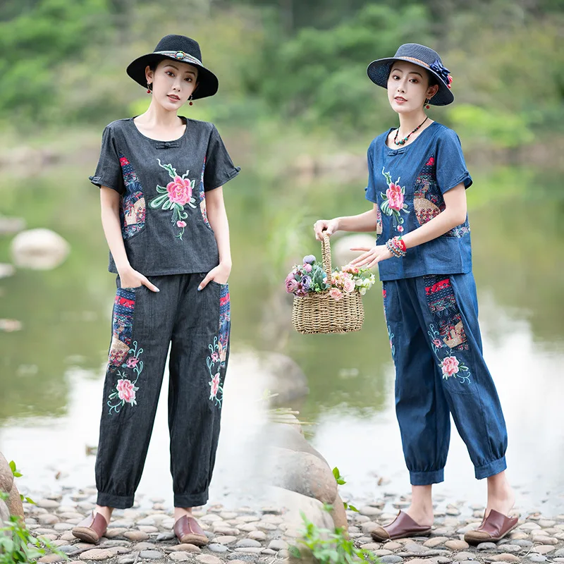 2019 Summer New Style Large Size Ethnic-Style Women's Cotton Linen Denim Cotton Joint Embroidery Flower Casual Two-Piece Set
2019 Summer New Style Large Size Ethnic-Style Women's Cotton Linen Denim Cotton Joint Embroidery Flower Casual Two-Piece Set