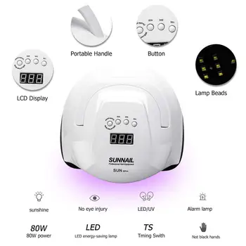 80W UV Nail Lamp, Gel Polish LED Curing Nail Dryer with 4 Timer Infrared Sensor Fingernail & Toenail Art Professional with Home
80W UV Nail Lamp, Gel Polish LED Curing Nail Dryer with 4 Timer Infrared Sensor Fingernail & Toenail Art Professional with Home