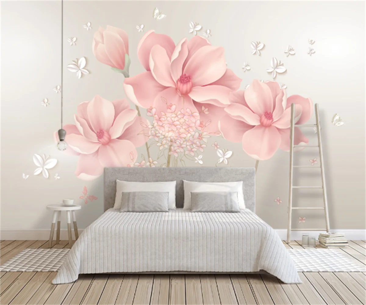 

Southeast Asia small fresh 3d three-dimensional flower background wall decoration mural simple TV wall photo custom wallpaper