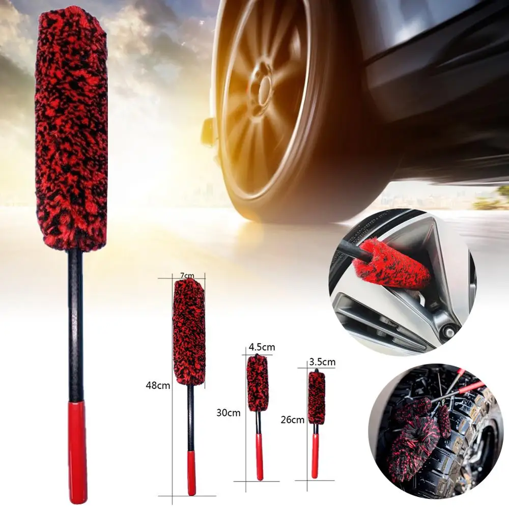 

Discount!Auto Car Wheel Hub Cleaning Brush Flexible Long Handle Premium Wool Car Rim Brushes Soft Fiber Car Tire Cleaning Brush