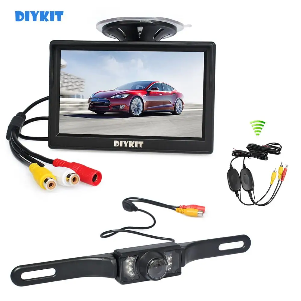 Wireless Car Rear View Kit 5" LCD Monitor HD IR Night Vision Reversing Camera