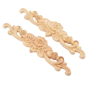 New 2pcs 20*5cm Wood Carved Long Onlay Applique Unpainted Rose Flower Door Home Decor European Style
New 2pcs 20*5cm Wood Carved Long Onlay Applique Unpainted Rose Flower Door Home Decor European Style