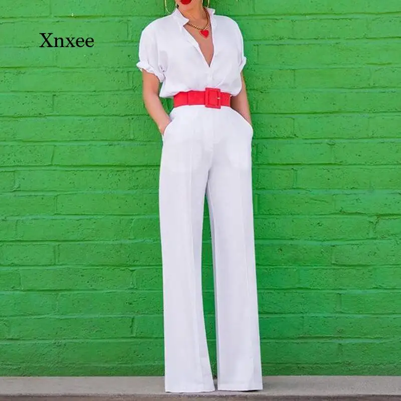 Women's Elegant Pocket Wide-Leg Jumpsuit Sexy V-Neck Jumpsuit 2021 Summer Casual Short-Sleeved Button Jumpsuit Overalls Streetwe
Women's Elegant Pocket Wide-Leg Jumpsuit Sexy V-Neck Jumpsuit 2021 Summer Casual Short-Sleeved Button Jumpsuit Overalls Streetwe
