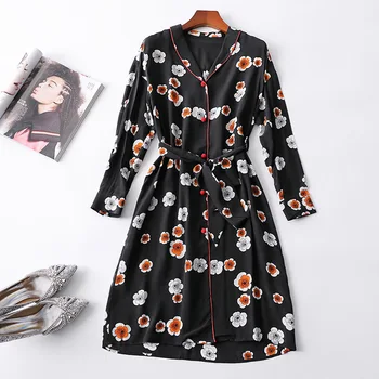 New women s spring 221782 lapel single breasted long sleeves and long printing flowers silk dress
New women s spring 221782 lapel single breasted long sleeves and long printing flowers silk dress