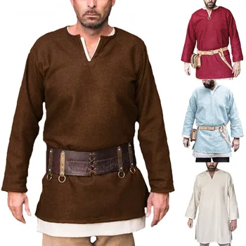 European Medieval Men Shirts Tunic Viking Tops Adult Men Warrior Pirate Costume Cotton Long Sleeve Shirt Stage Cosplay Costumes
European Medieval Men Shirts Tunic Viking Tops Adult Men Warrior Pirate Costume Cotton Long Sleeve Shirt Stage Cosplay Costumes