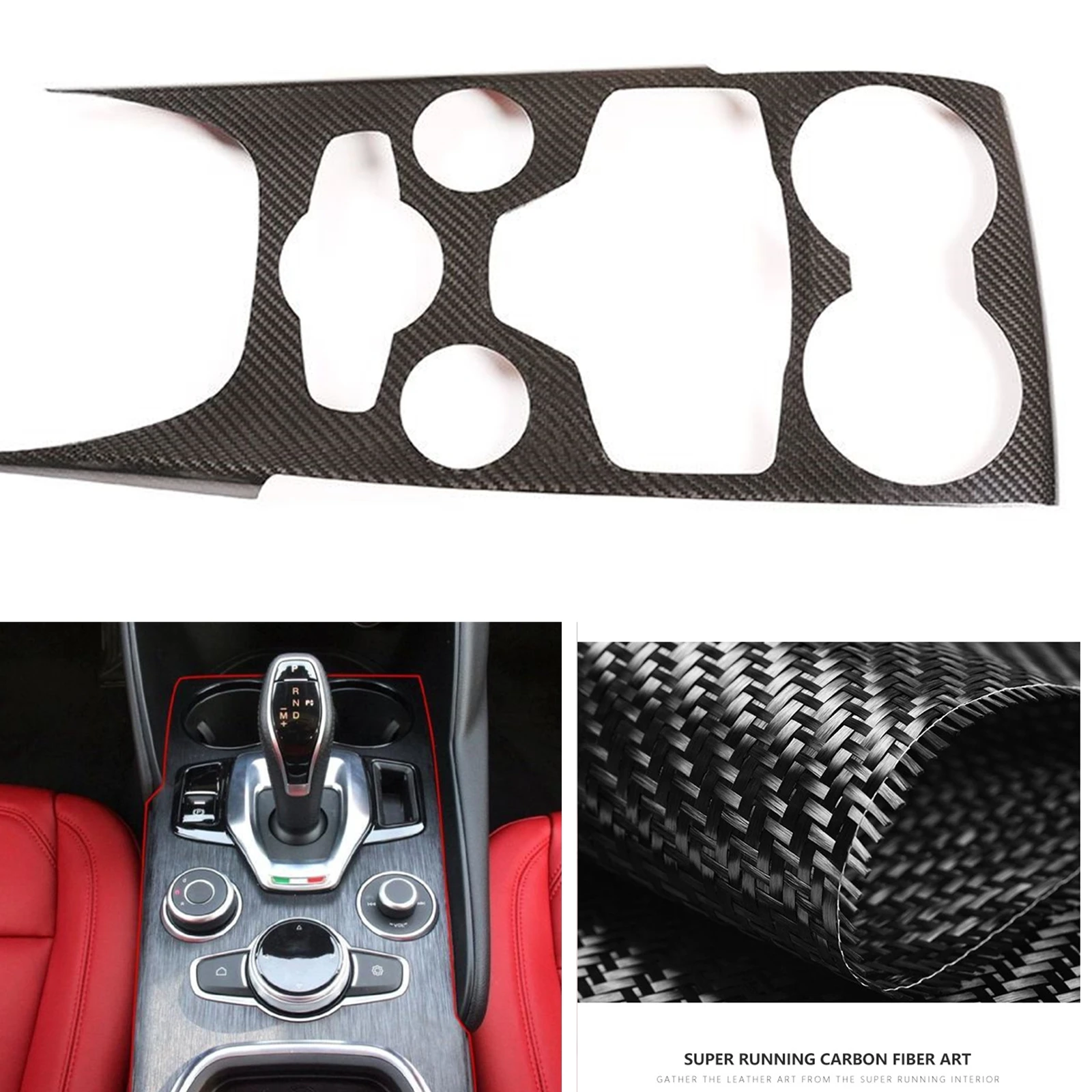 

Внутренняя центральная консоль из углеродного волокна для Alfa Romeo Stelvio Giulia 2020-2021, коробка переключения передач, панель, декоративная рамка