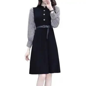 2020 Autumn Women's dress Office girl dress Long style plaid knitted Sweater dress slim slim Temperament Long sleeve Sweater
2020 Autumn Women's dress Office girl dress Long style plaid knitted Sweater dress slim slim Temperament Long sleeve Sweater