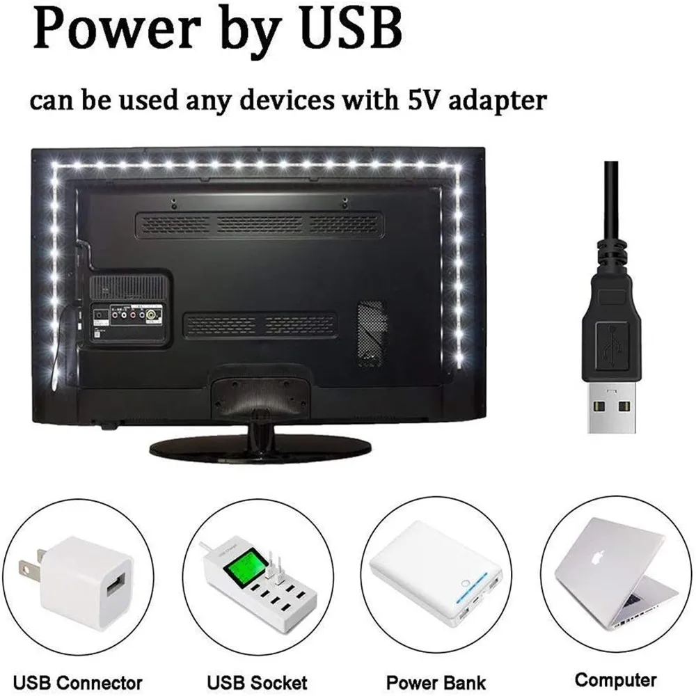 Светодиодная лента 5050 RGB 60 светодиодов подсветильник для телевизора USB 5 В