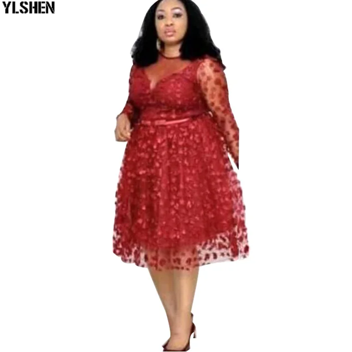 Sexy Lace African Dresses for Women Dashiki Floral African Clothes High Quality New African Gown Skirt Bazin Kenya Africa Dress 08