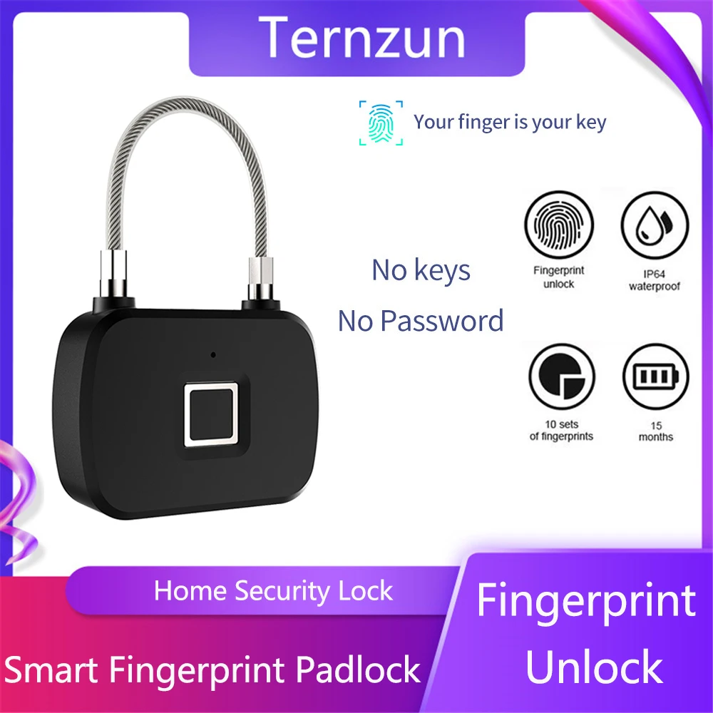 Smart Fingerprint Lock 0.5s Quick Fingerprint Recognition Unlock Anti-theft Security Keyless Padlock For Door Luggage Case
Smart Fingerprint Lock 0.5s Quick Fingerprint Recognition Unlock Anti-theft Security Keyless Padlock For Door Luggage Case