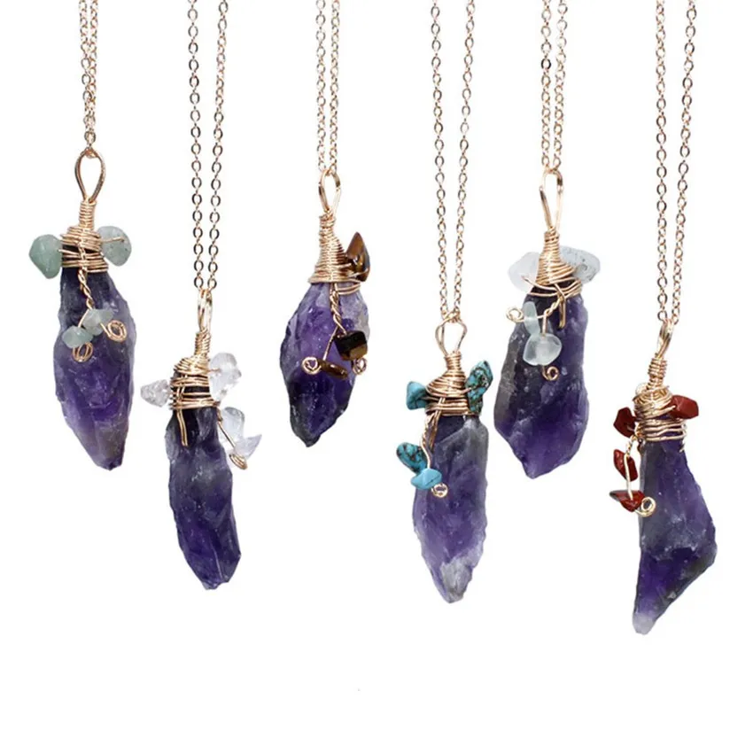 10 Pcs Rose Gold Colors Irregular Shape Amethysts Stone Pendant Link Chain Necklace with Small Gravel Jewelry
10 Pcs Rose Gold Colors Irregular Shape Amethysts Stone Pendant Link Chain Necklace with Small Gravel Jewelry